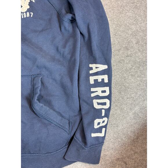 Aeropostale Full Zip Sweatshirt Mens 2XL Blue NY EST 1987 Embroidered Spellout - Picture 2 of 7